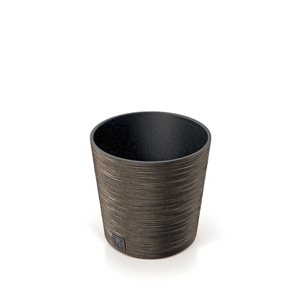 Prosperplast Furu Low Round Eco Wood virágcserép, 25 cm - kávé