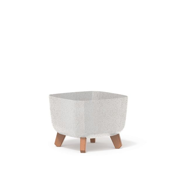 Prosperplast Gracia Square Eco Wood virágcserép, 29 cm - fehér