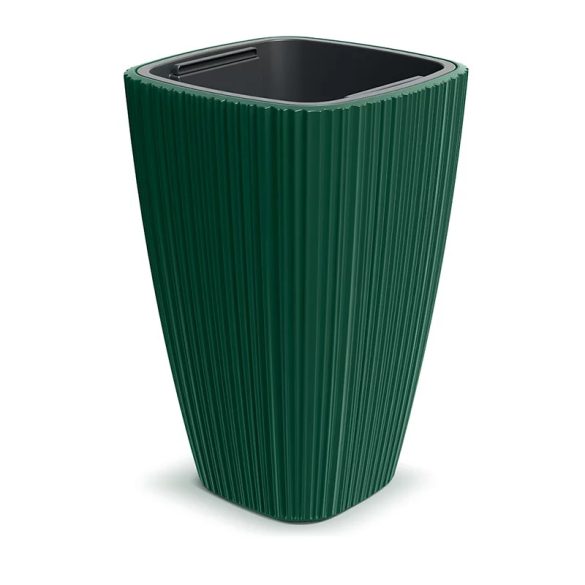Prosperplast Oro High Square virágcserép, 30 cm - fenyőzöld