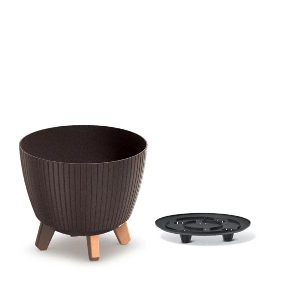 Lamia Eco Wood virágcserép lábakkal, 24 cm - kávé