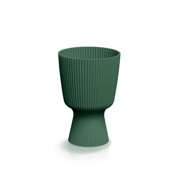Prosperplast Milly Round Elegant virágcserép, 15 cm - fenyőzöld