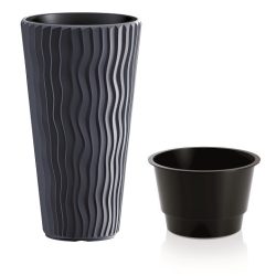 Prosperplast Sandy Slim virágcserép, 35 cm - antracit