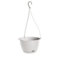   Prosperplast Ratolla Round rattan hatású függőcserép, 21,5 cm - fehér
