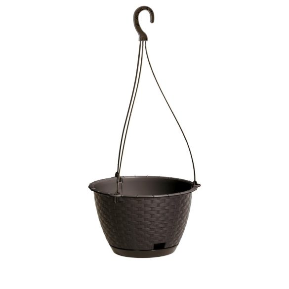 Prosperplast Ratolla Round rattan hatású függőcserép, 24 cm - umbra