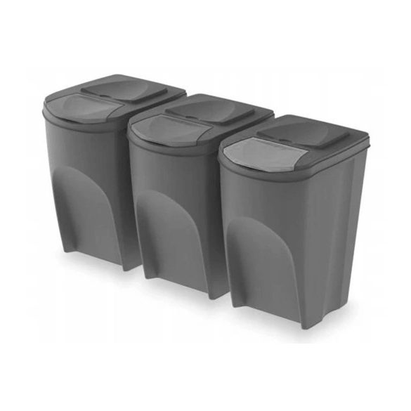 "Sortibox" 3 darabos, egymásra rakható szelektív szemeteskészlet (35 liter)