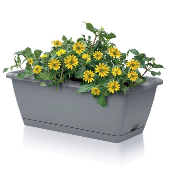 Prosperplast Respana easycare balkonláda öntözőnyílással és tálcával, 40 cm - kő szürke