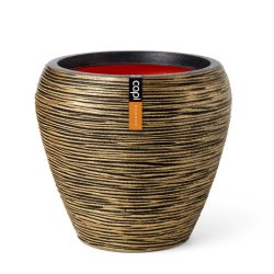 Capi Vase Rib virágcserép 42x38 cm - fekete/arany