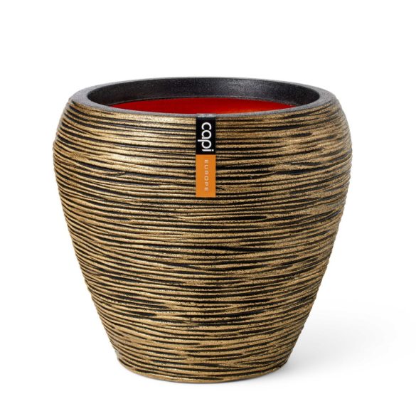 Capi Vase Rib virágcserép 42x38 cm - fekete/arany